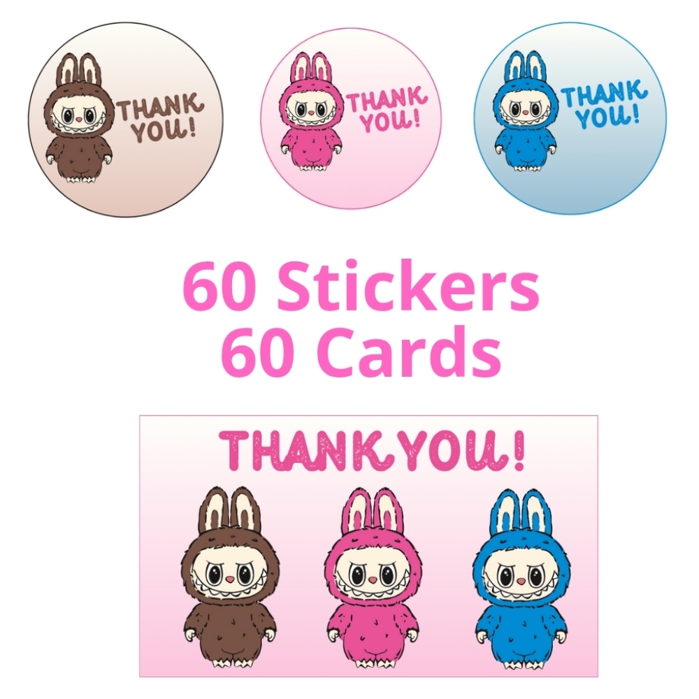 120pcs Labubu Stickers and Cards